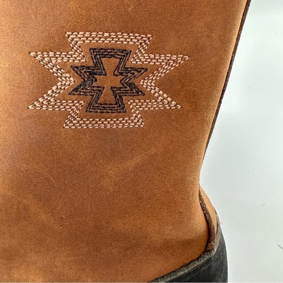 Abilene cowboy boots 6.5 brown black leather western kiltie lace up Prairie Y2k - Picture 10 of 14